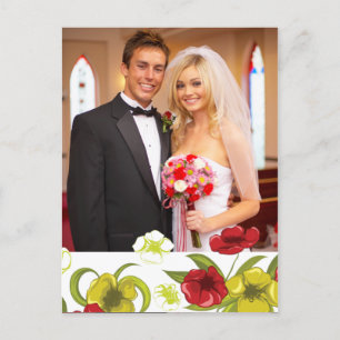Red + Lime Green Blume Hochzeit Foto vielen Dank Postkarte