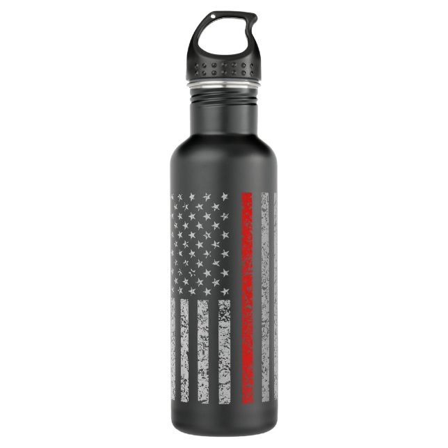 Red Line Firefighter American Flag Edelstahlflasche (Vorderseite)