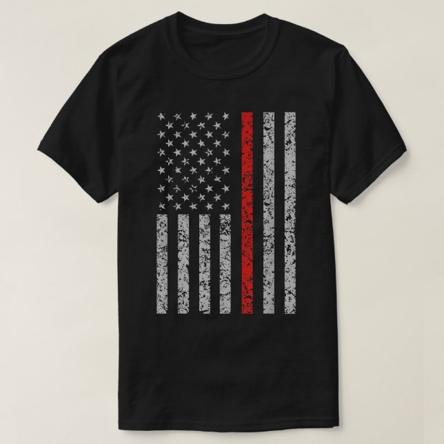 Red Line Firefighter American Flag T-Shirt (Design vorne)
