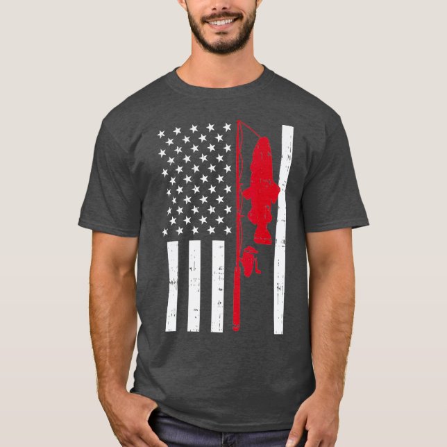 Red Line Flag Fish Firefighter Fishing Patriotic T-Shirt (Vorderseite)