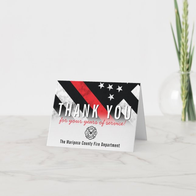Red Line-Flag für den Feuerwehrruhestand Dankeskarte (Vorderseite)