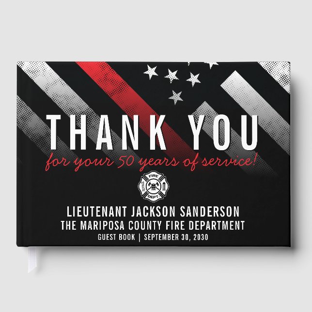 Red Line-Flag für den Feuerwehrruhestand Gästebuch (Vorderseite)