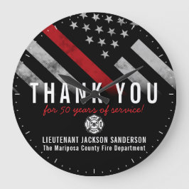 Red Line-Flag für den Feuerwehrruhestand Große Wanduhr