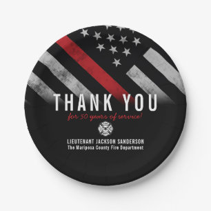 Red Line-Flag für den Feuerwehrruhestand Pappteller