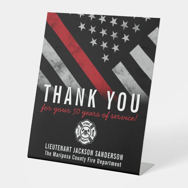 Red Line-Flag für den Feuerwehrruhestand Sockelschild (Vorderseite)