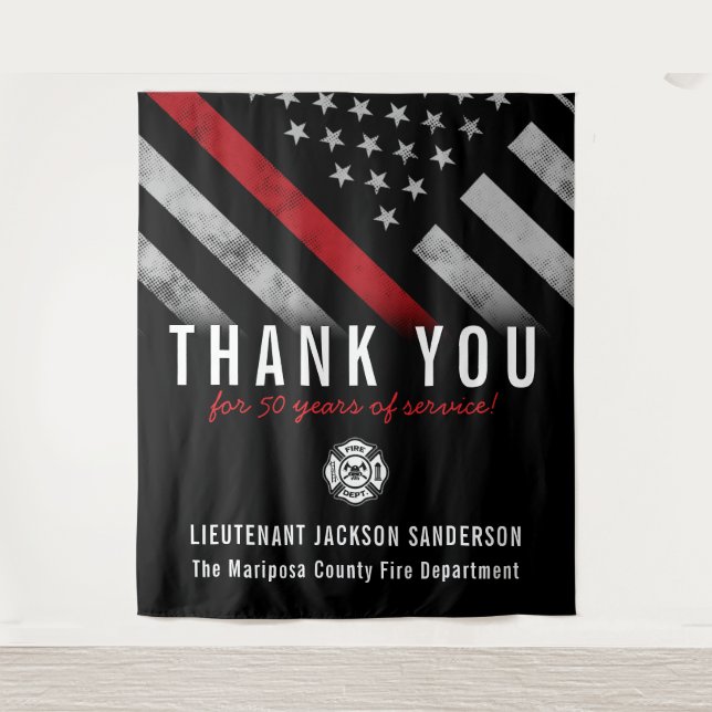 Red Line-Flag für den Feuerwehrruhestand Wandteppich (Vorderseite)