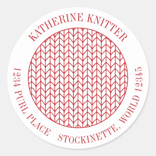 RED LINE STRICK Große Round-Address-Siegel Runder Aufkleber (Vorderseite)