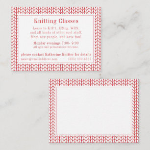 RED LINE STRICK "Knitting Classes" Visitenkarte Mitteilungskarte