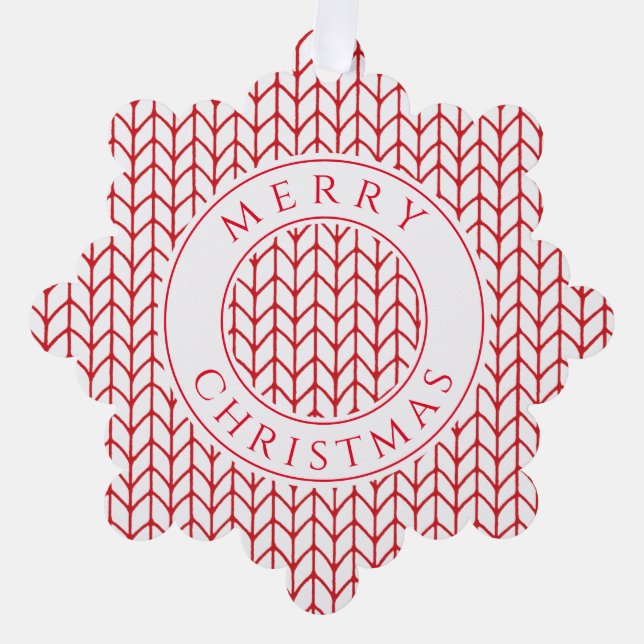 RED LINE STRICK Snowflake Paper Ornament Card (Vorderseite)