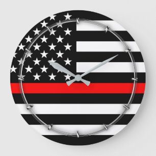 Red Line Us Flag Große Wanduhr