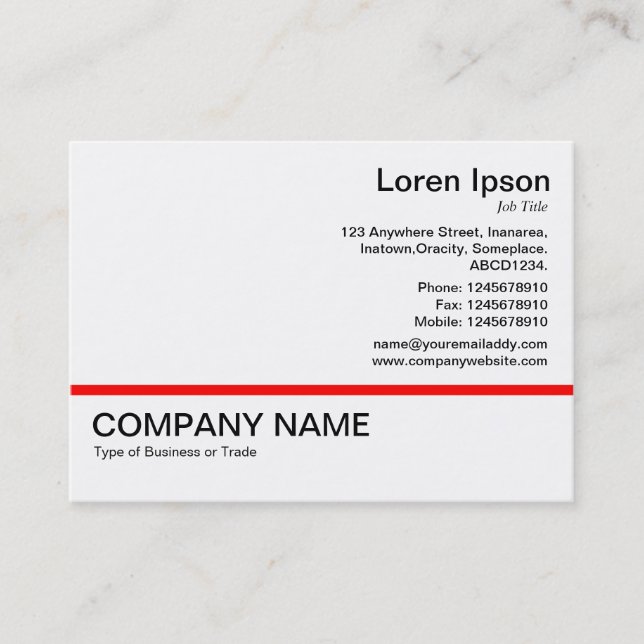 Red Line v2 - Schwarz auf Weiß Visitenkarte (Vorderseite)