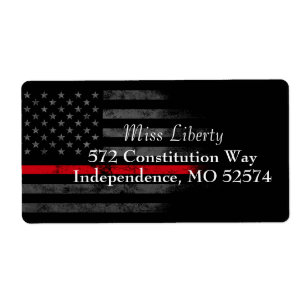 RED LINE Vintag American Flag Label