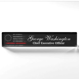 Red Line Vintag Betsy Ross American Flag Namensplakette