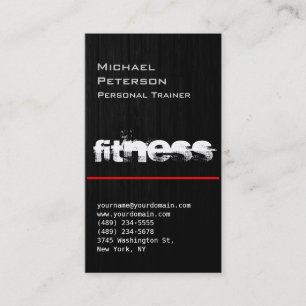 Red Line Wood Pattern Grau Fitness Business Card Visitenkarte