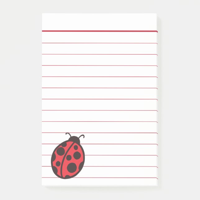 Red Lined Ladybug Post It Notes Post-it Klebezettel (Vorderseite)