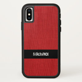 Red Linen Texture Foto mit Individuelle Name Case-Mate iPhone Hülle