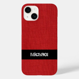 Red Linen Texture Foto mit Individuelle Name Case-Mate iPhone Hülle