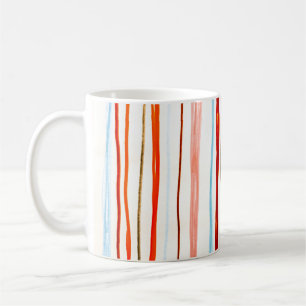 Red Lines Muster. Horizontale Stroke Illustration. Kaffeetasse