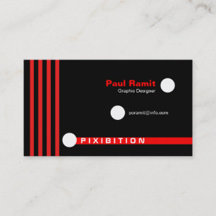 Red Lines White Dos Retro Business Card Visitenkarte