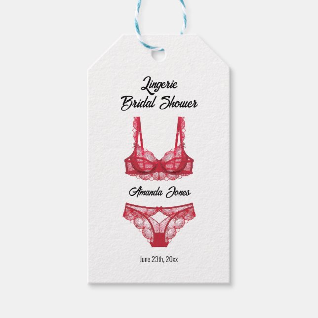 Red Lingerie Brautparty Geschenkanhänger (Vorderseite)