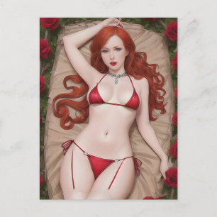 Red Lingerie Postcard Postkarte