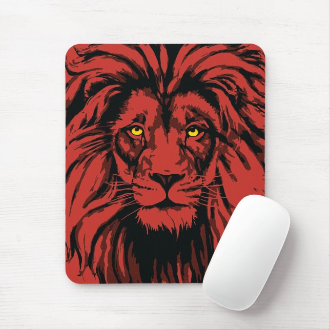 Red Lion Mouse Pad | Farbenfrohe Löwenköpfe Mousepad (Mit Mouse)