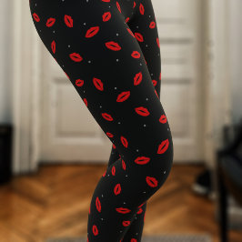 Red Lip Print Lipstick Kiss Leggings