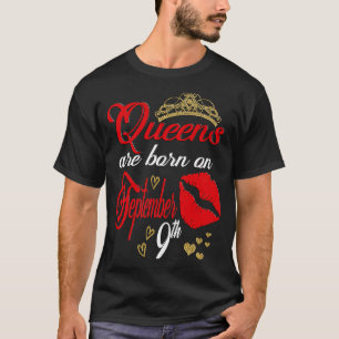 Red Lip Print Queens sind am 9. September Geboren T-Shirt