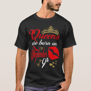 Red Lip Print Queens sind am 9. September Geboren T-Shirt