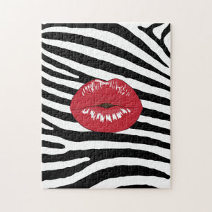 Red Lips Black and White Zebra Puzzle