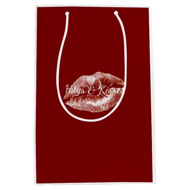 Red Lips Flirty Romantic Valentine's Day Love Mittlere Geschenktüte (Vorderseite)