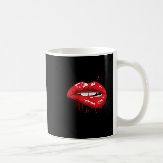 Red Lips Kiss Girl T Shirt Birthday Christmas Gift Kaffeetasse (Rechts)