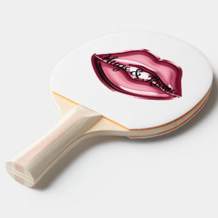 Red Lips Kiss Hearts Tischtennis Schläger
