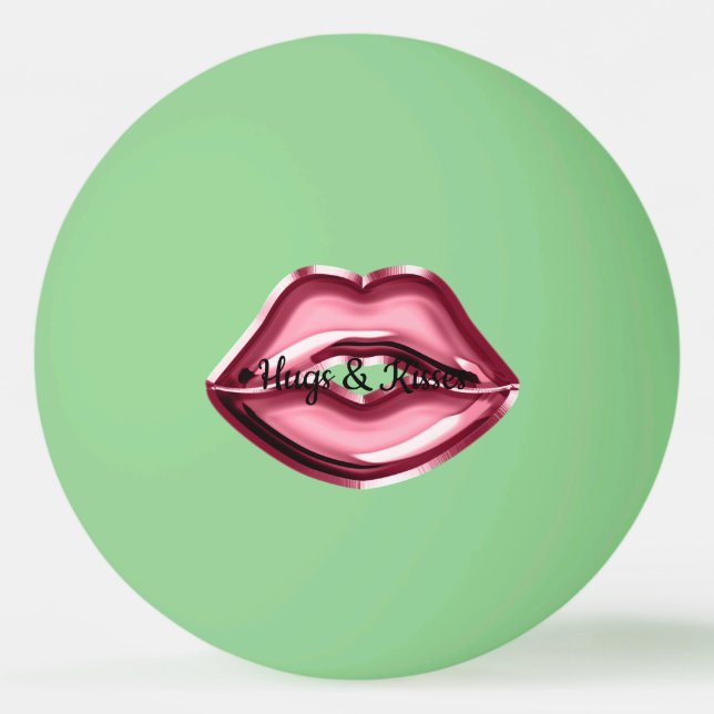 Red Lips Kiss Hearts Tischtennisball (Vorderseite)