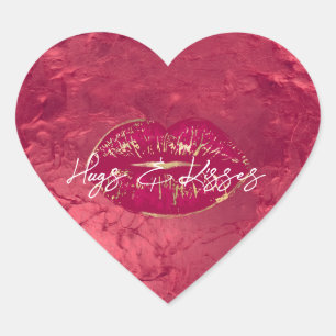 Red Lips Kiss Herz-Aufkleber