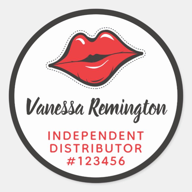 Red Lips Kiss Lipstick & Beauty Distributor Custom Runder Aufkleber (Vorderseite)