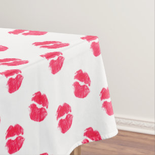 Red Lips Kiss Lipstick Kisses Valentinstag Liebe Tischdecke