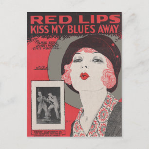RED LIPS KISS MEINE BLUES WEG POSTKARTE