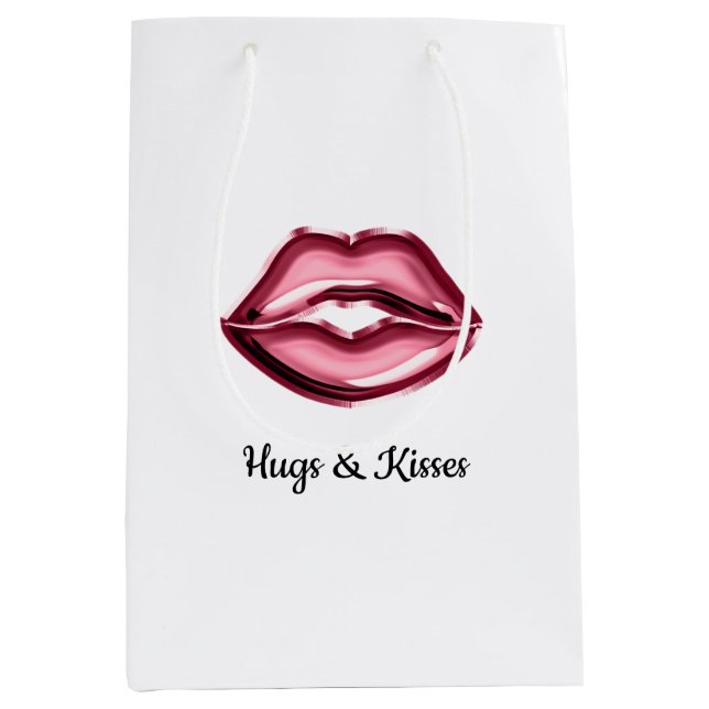 Red Lips Kiss Mittlere Geschenktüte (Vorderseite)
