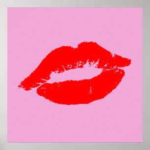 Red Lips Kiss Mod Pop Benutzerdefinierter Farbhint Poster