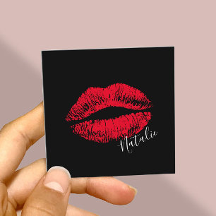 Red Lips Kiss Signature Makeup Artist Schlicht Bla Quadratische Visitenkarte