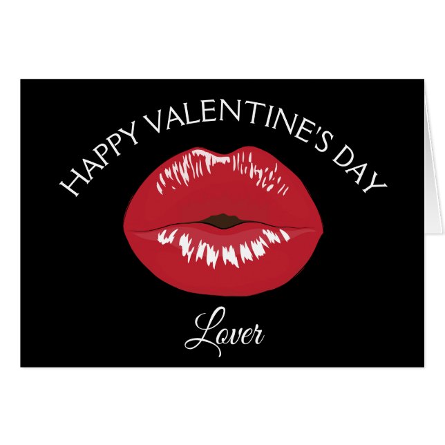 Red Lips Kiss Valentine's Day Card (Vorderseite (Horizontal))