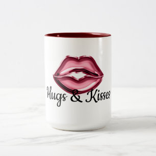 Red Lips Kiss Zweifarbige Tasse