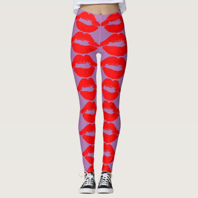 RED LIPS KISST YOGA PANTS LEGGINGS (Vorderseite)