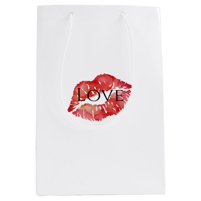 Red Lips Kokett Kiss Liebe Mittlere Geschenktüte (Vorderseite)