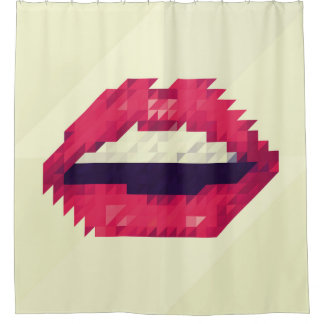 Red lips made of small triangles, pixelshipster,pi duschvorhang