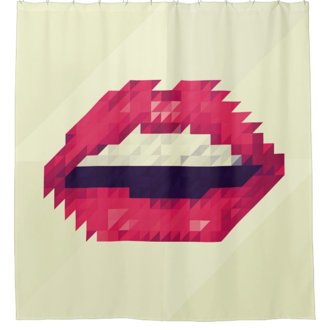 Red lips made of small triangles, pixelshipster,pi duschvorhang (Vorderseite)