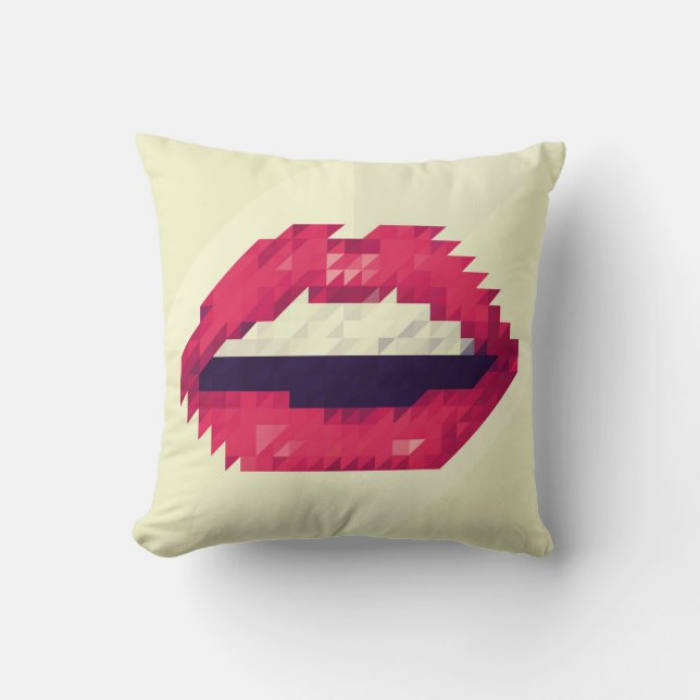 Red lips made of small triangles, pixelshipster,pi kissen (Vorderseite)