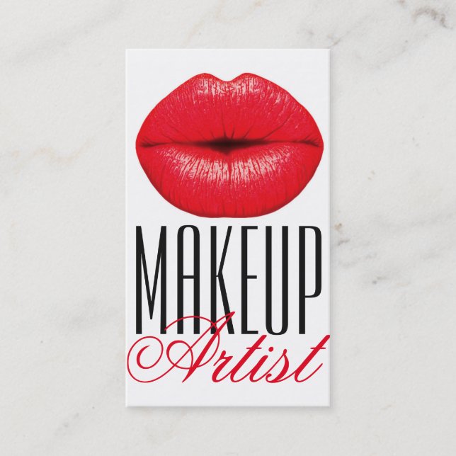 Red Lips Make-up Artist Cosmetology Beauty Visitenkarte (Vorderseite)