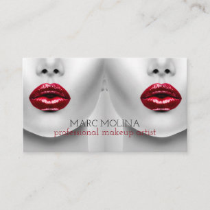 Red Lips Makeup Artist Business Card Visitenkarte